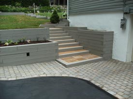 Wood hardscape with steps angel 2.