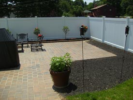 Curved stone wall.