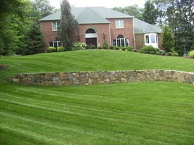 Curved stone wall.